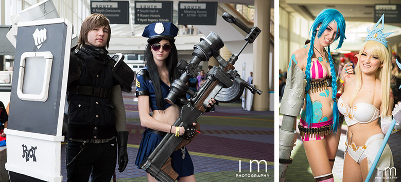 Riot Singed, Officer Caitlyn, Jinx, and Janna